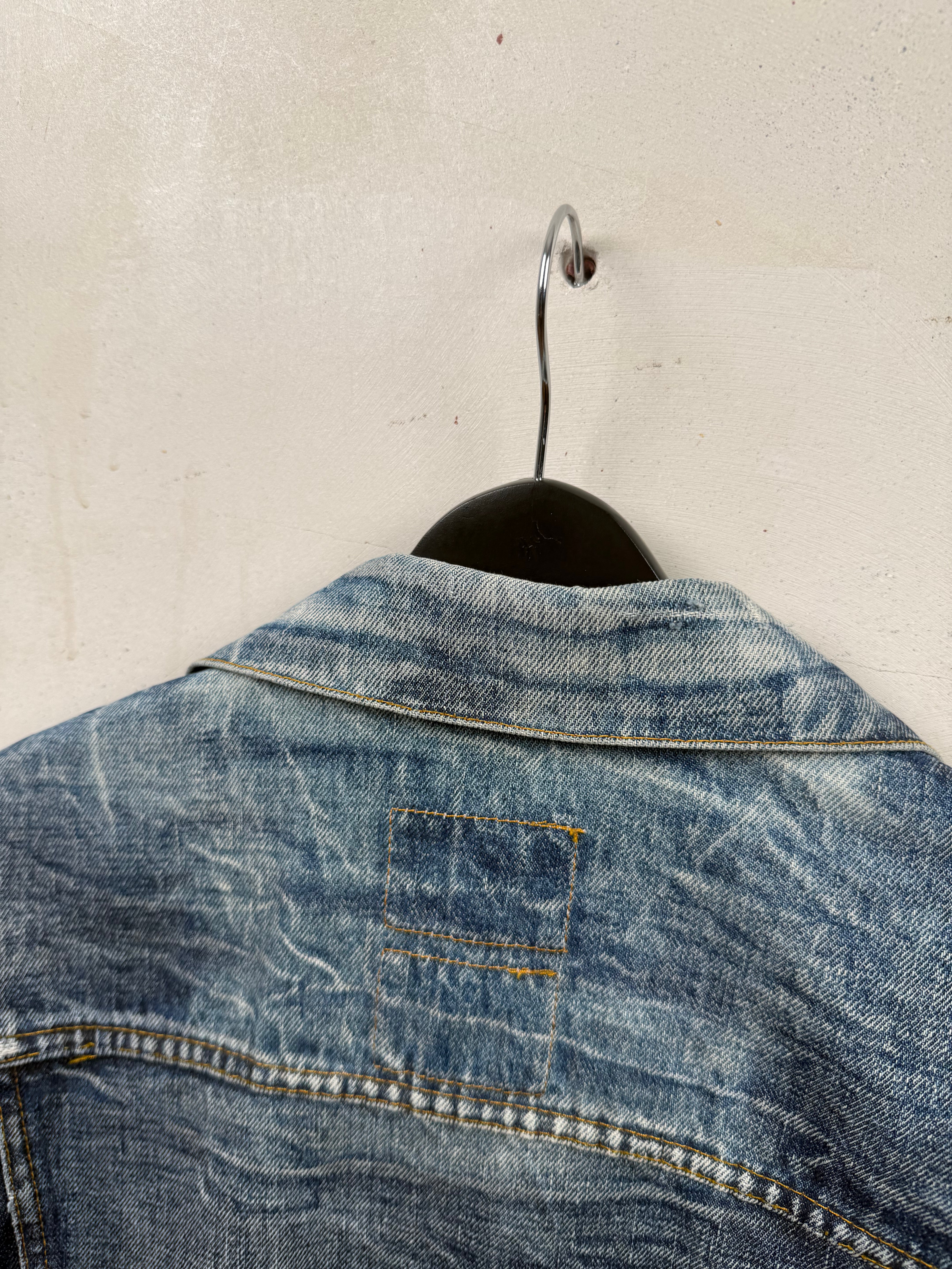 Helmut Lang 2004 Marble Wash Broken Denim Jacket