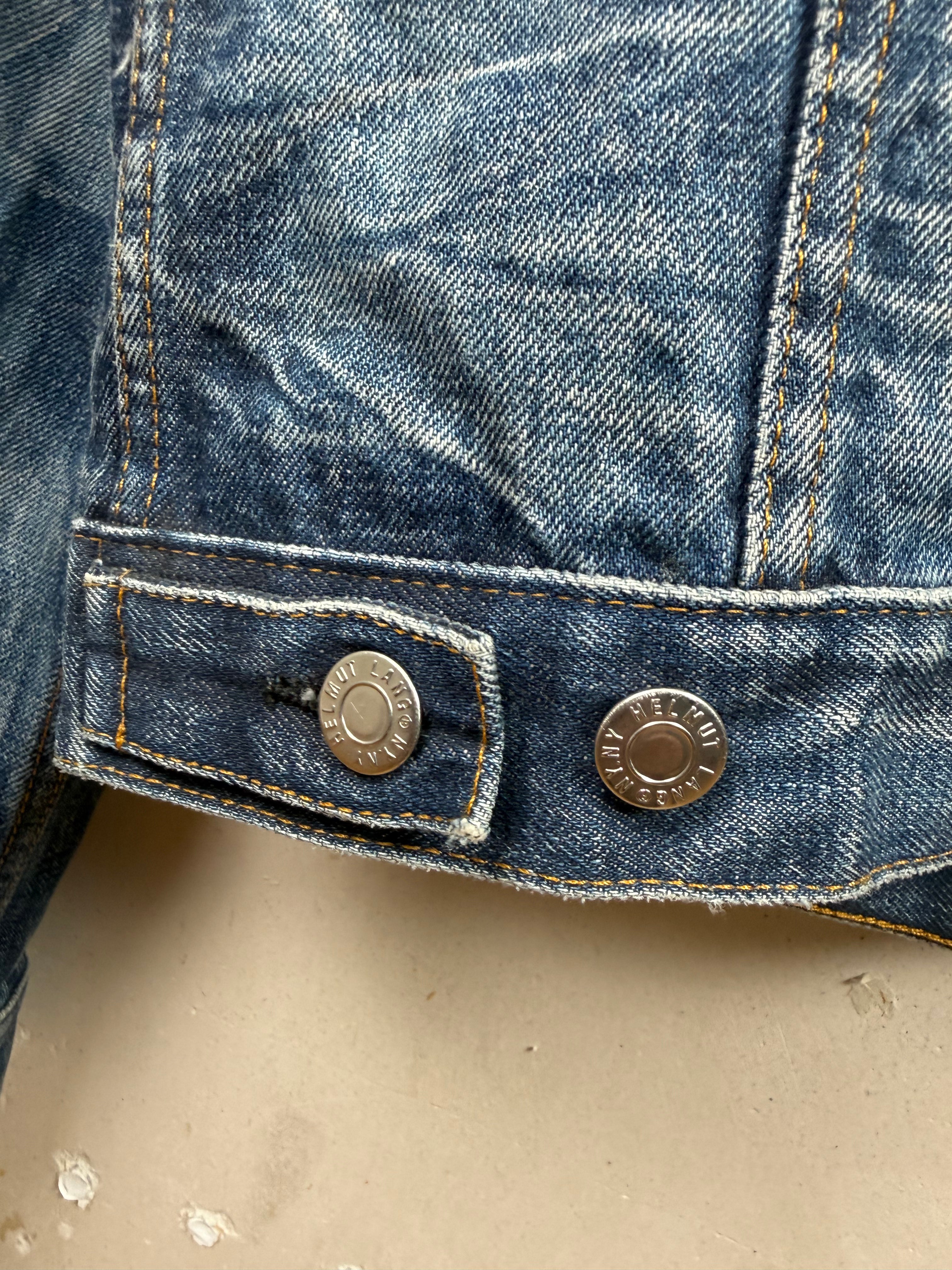 Helmut Lang 2004 Marble Wash Broken Denim Jacket