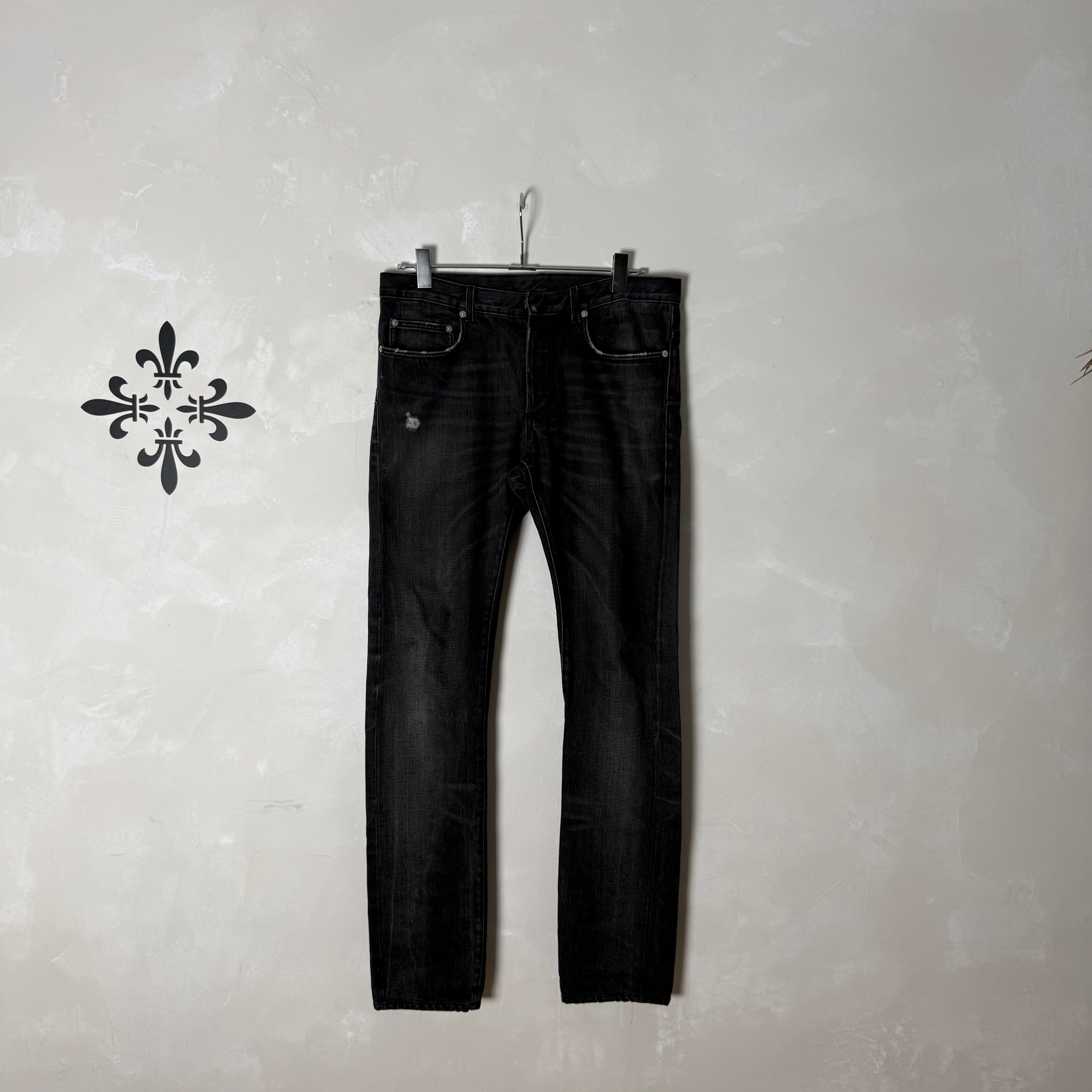 Dior Homme by Kris Van Assche Black Washed Distressed Denim