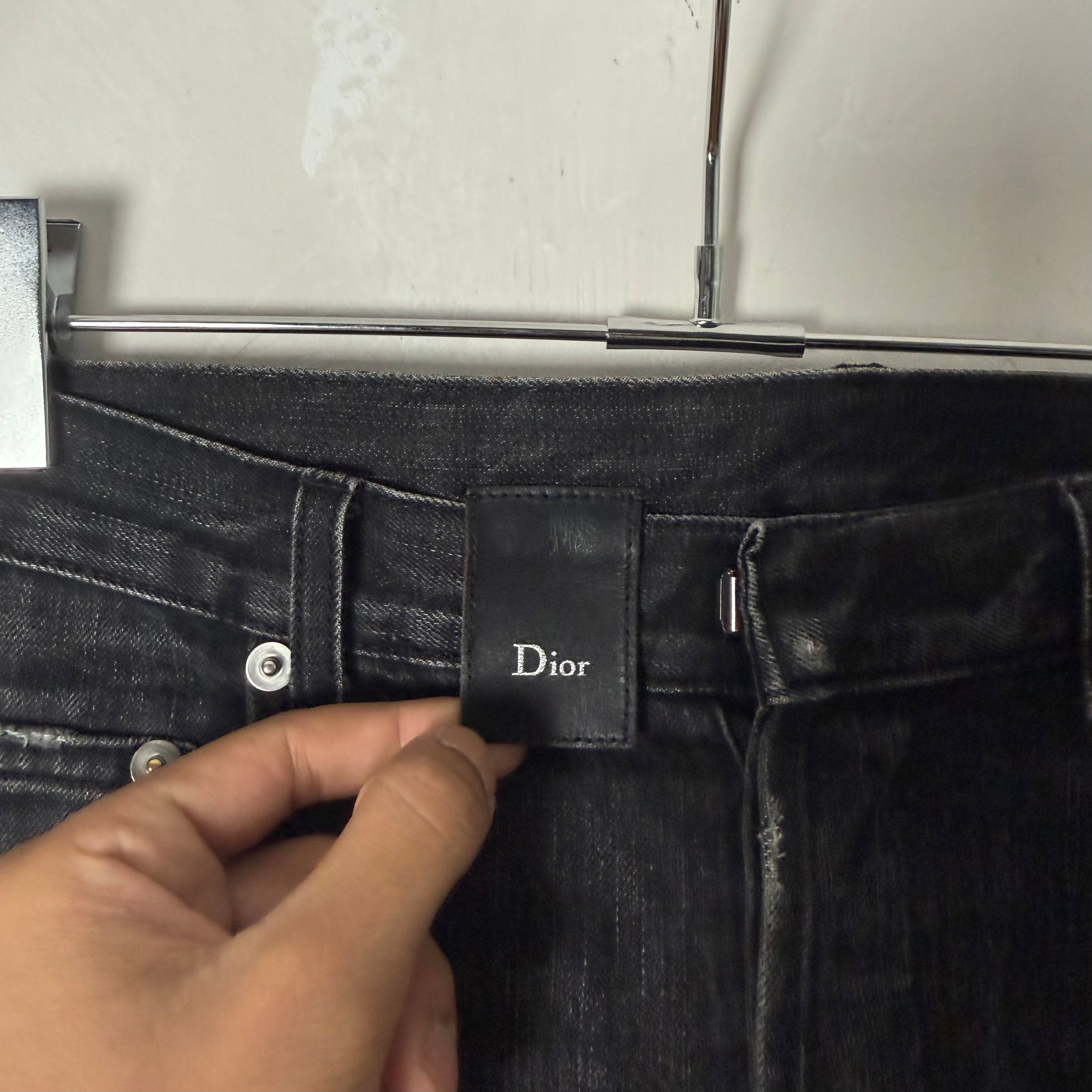 Dior Homme by Kris Van Assche Black Washed Distressed Denim