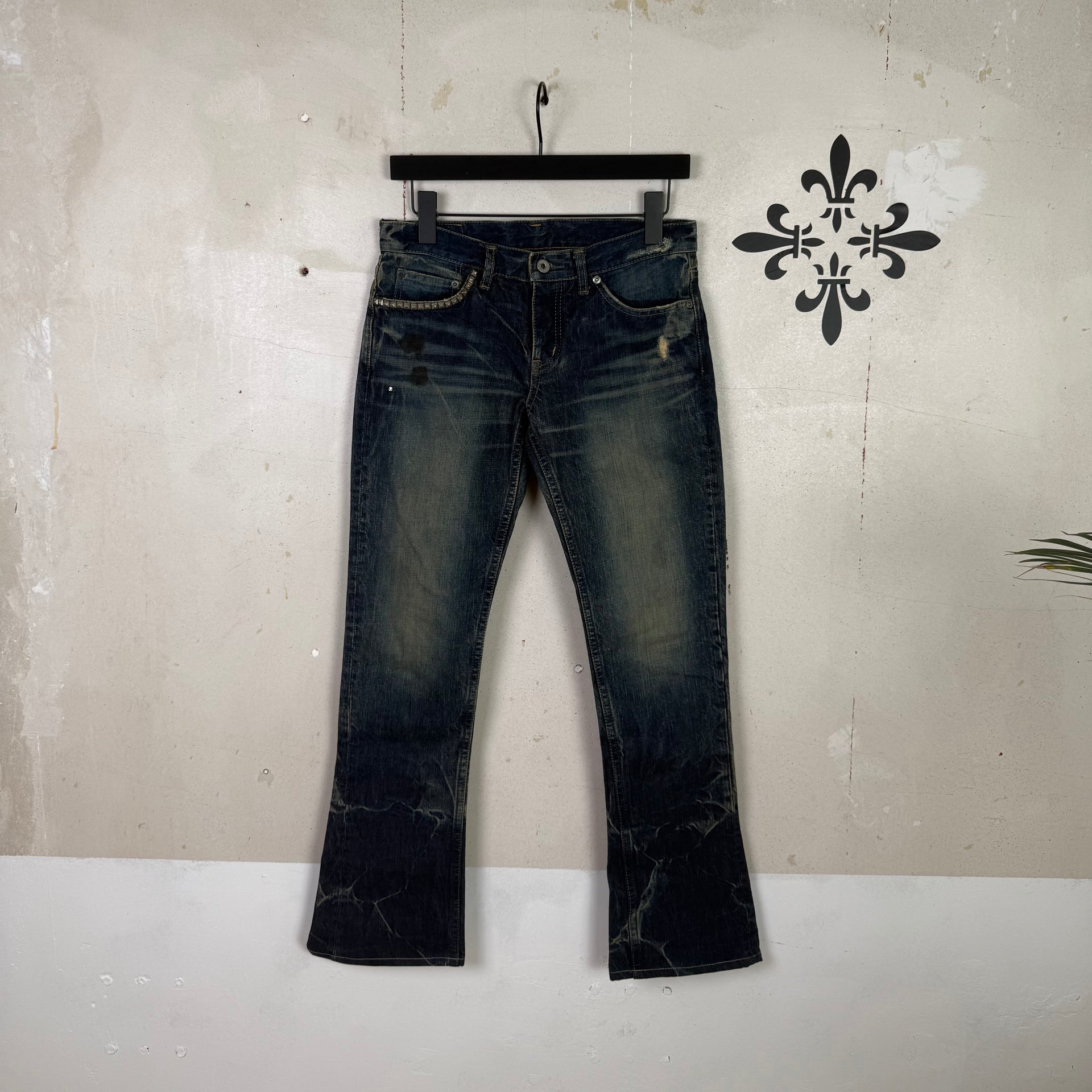 Hysteric Glamour Marble Wash Bootcut Jeans